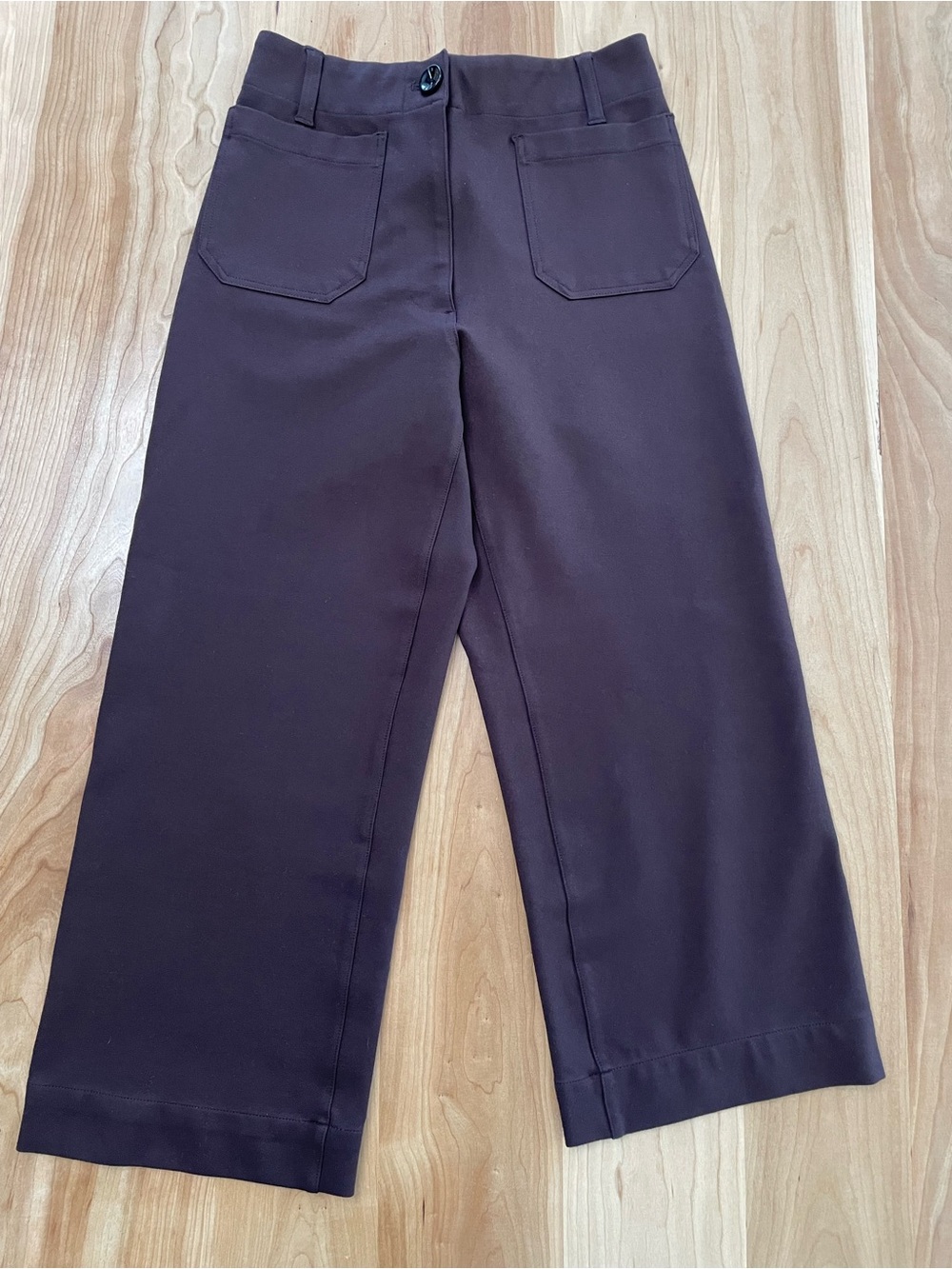 Quince Ultra-Stretch Ponte Cropped Wide Leg Pants 24” Size 4 Espresso